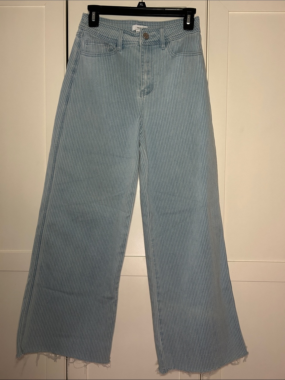 Forever 21 Light Blue Wide-Leg Striped Jeans